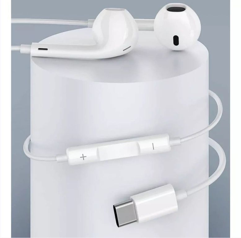 Auriculares USB-C Estereo - 120 cm - Blanco Minimalista