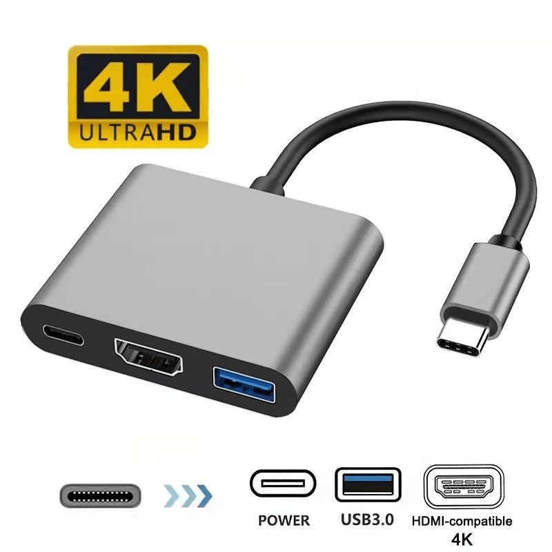 MALIK - Adaptador USB 3 en 1 con HDMI 4K y USB-C - 9175