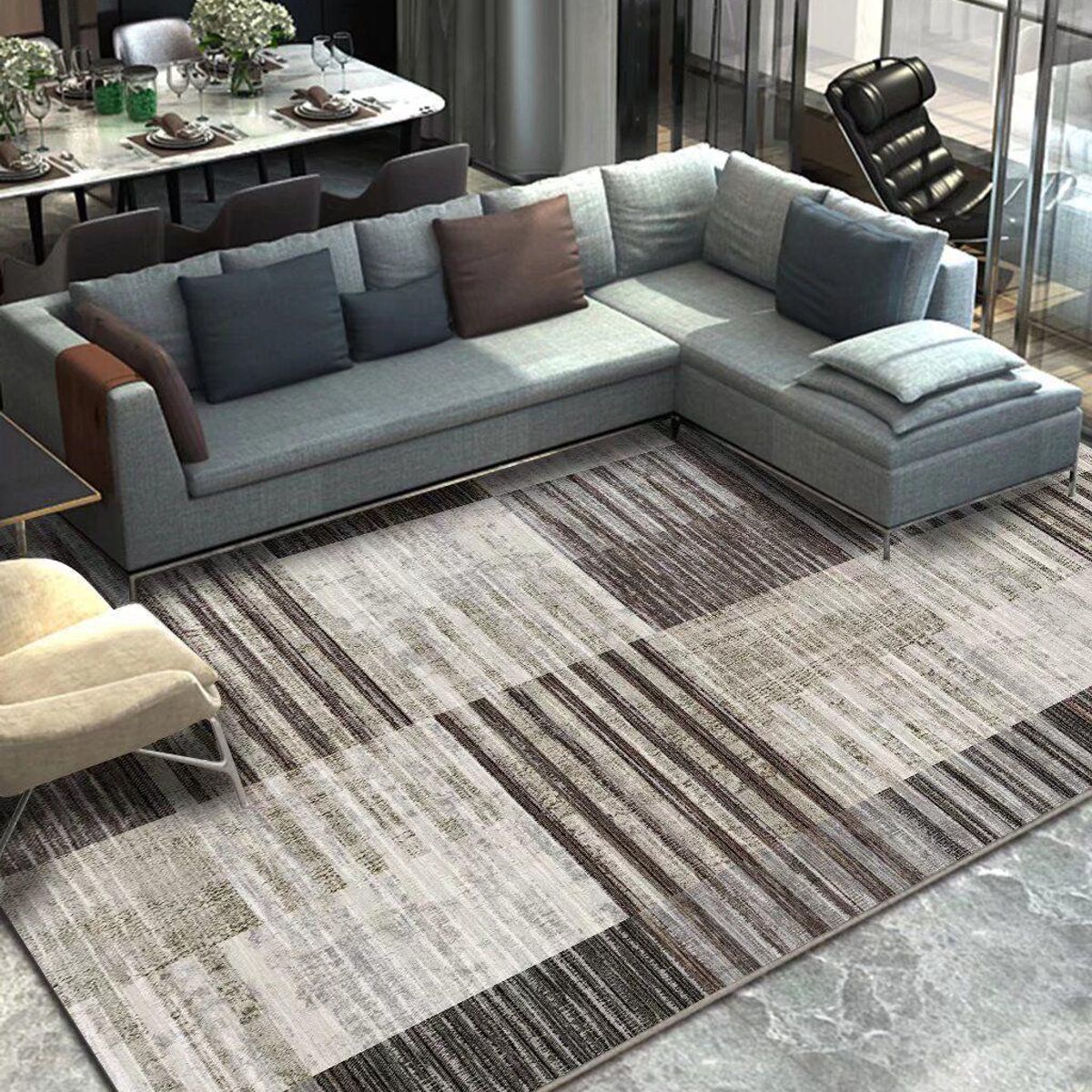 GENERICO - Alfombra Marrón y Biege  200x240 ELEGANTE MODERNA DECORATIVA