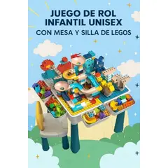 GENERICO - MESA DE JUEGO CON SILLA Y 102 PIEZAS DE LEGO