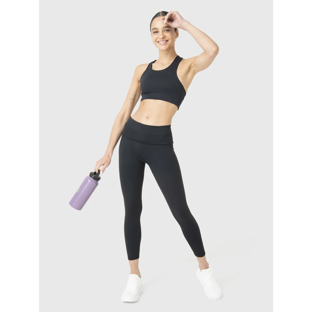 BSOUL - Calza Deportiva Mujer Ankle Foldover Negro BSOUL