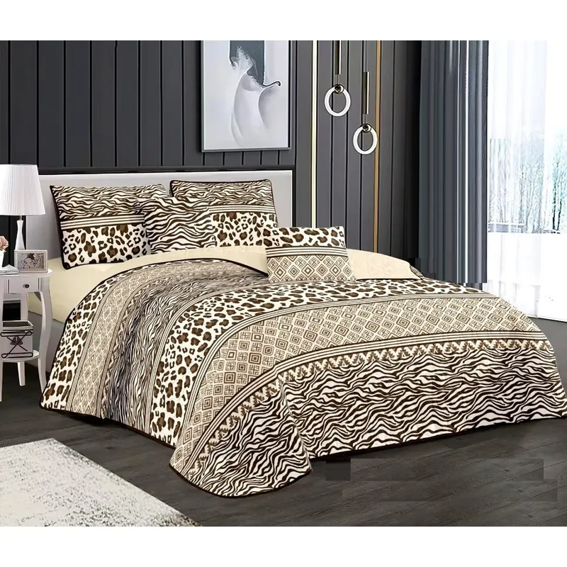 GENERICO - CUBRECAMA 2 PLAZA  ANIMAL PRINT MARRON DELGADO DE VERANO TF