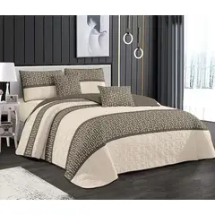 GENERICO - CUBRECAMA 2 PLAZA BEIGE FRANJA CAFE QUILT DELGADO DE VERANO TF