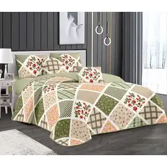 GENERICO - CUBRECAMA 2 PLAZA DISEÑO CUADRO VERDE QUILT DELGADO DE VERANO TF