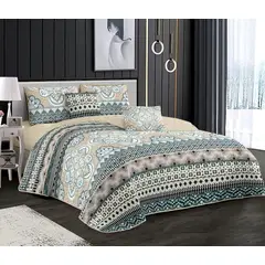 GENERICO - CUBRECAMA 2 PLAZA FLOR MANDALA QUILT DELGADO DE VERANO TF