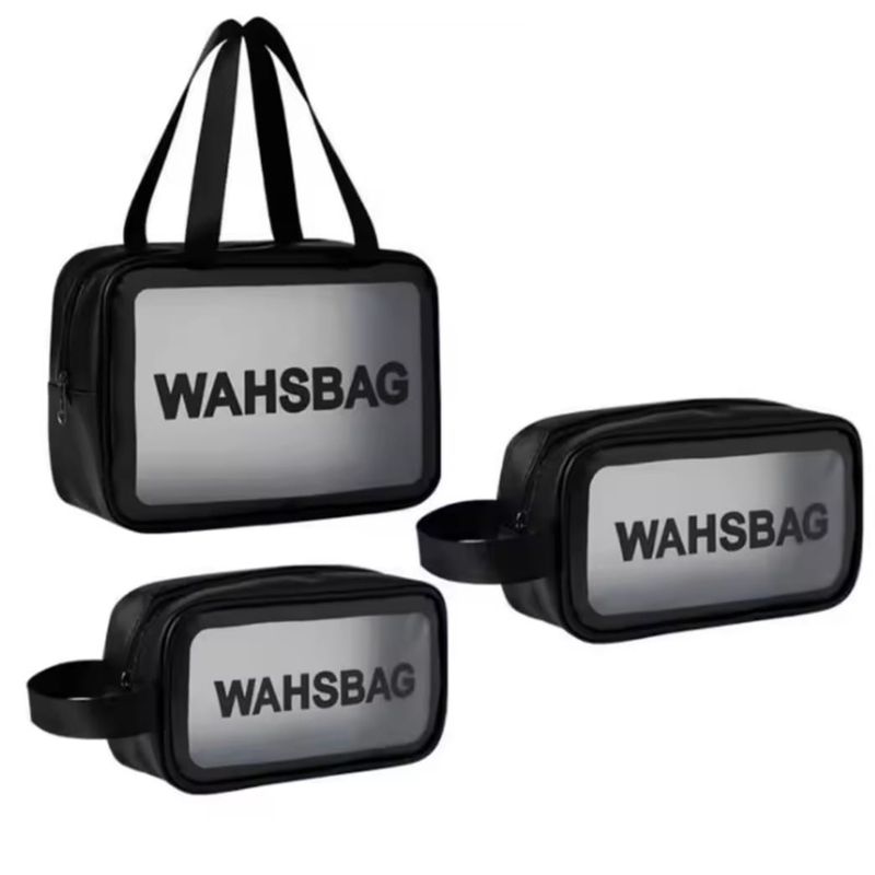 HOMEY - Set de 3 cosmetiqueros de maquillaje, color negro, WASHBAG.