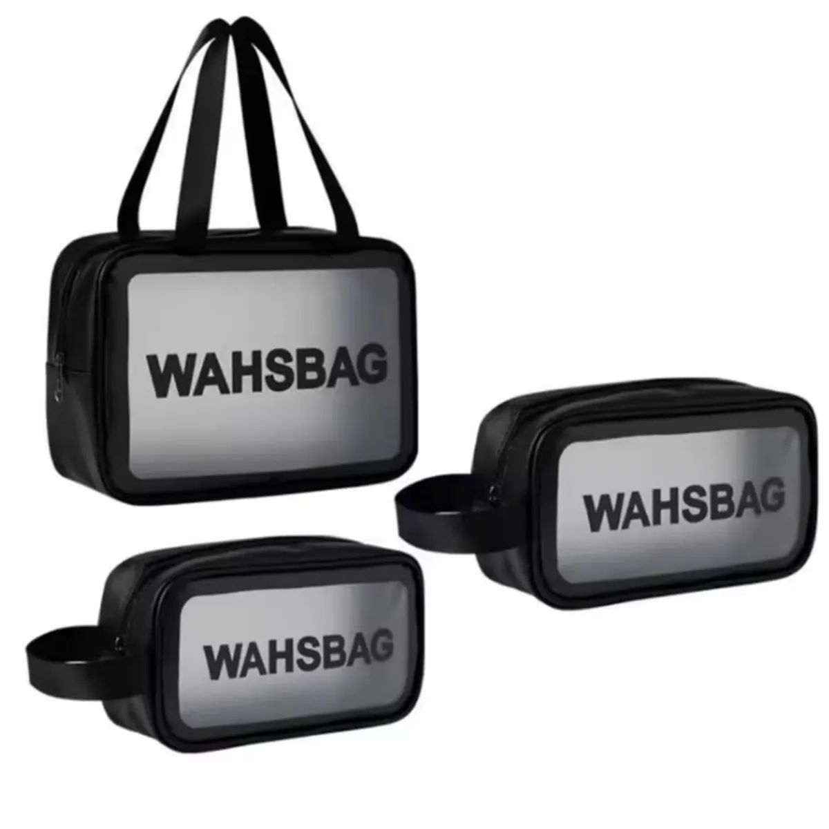HOMEY - Set de 3 cosmetiqueros de maquillaje, color negro, WASHBAG.