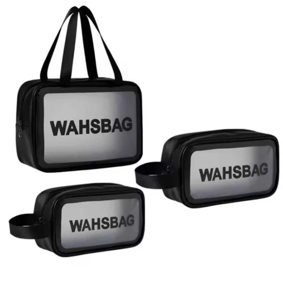 HOMEY - Set de 3 cosmetiqueros de maquillaje, color negro, WASHBAG.