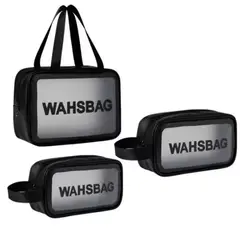 HOMEY - Set de 3 cosmetiqueros de maquillaje, color negro, WASHBAG.