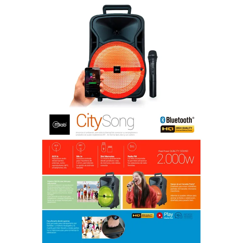 MICROLAB - PARLANTE MICROLAB CITY SONG BOX 8710 NEGRO C/NARANJA