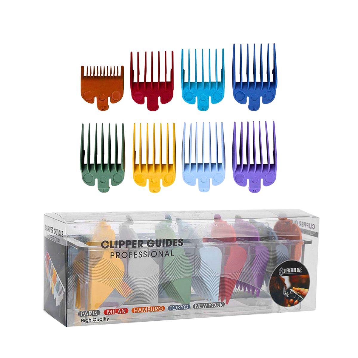 GENERICO - Peine Guía De Corte De 8 Piezas Con Clip De Plastico