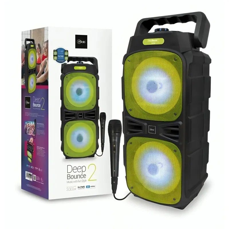 MICROLAB - PARLANTE BLUETOOTH KARAOKE BOUNCE 8904 NEGRO C/VERDE MICROLAB