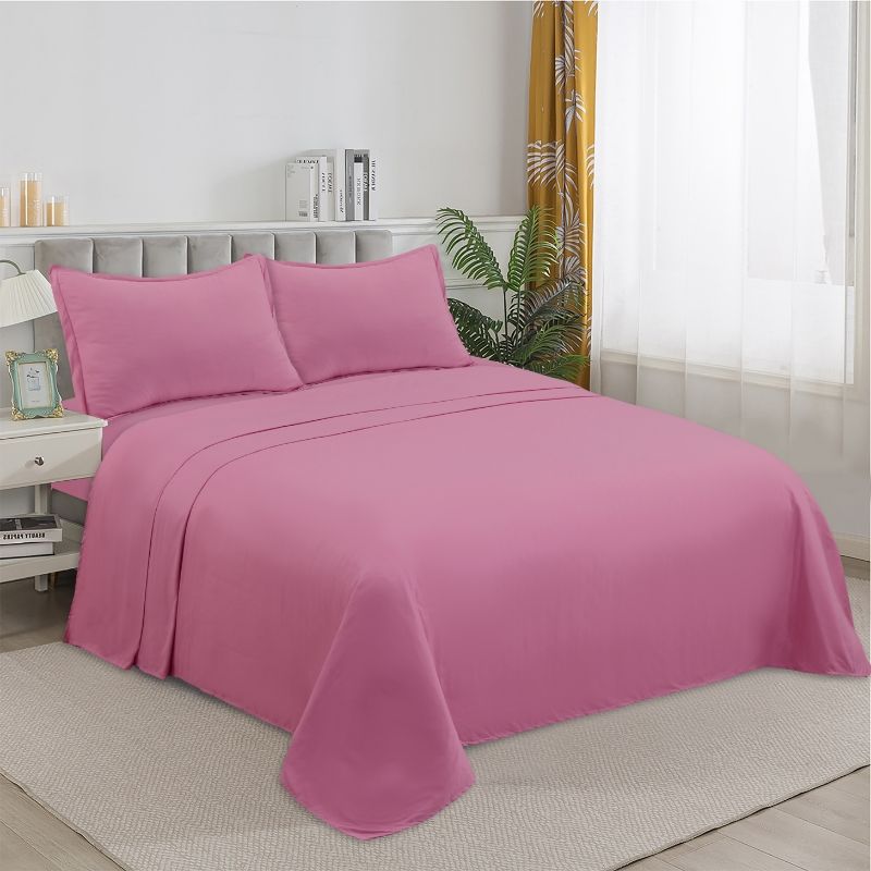 GENERICO - JUEGO DE SABANA ROSA DE GENERO 1.5 PLAZAS TF