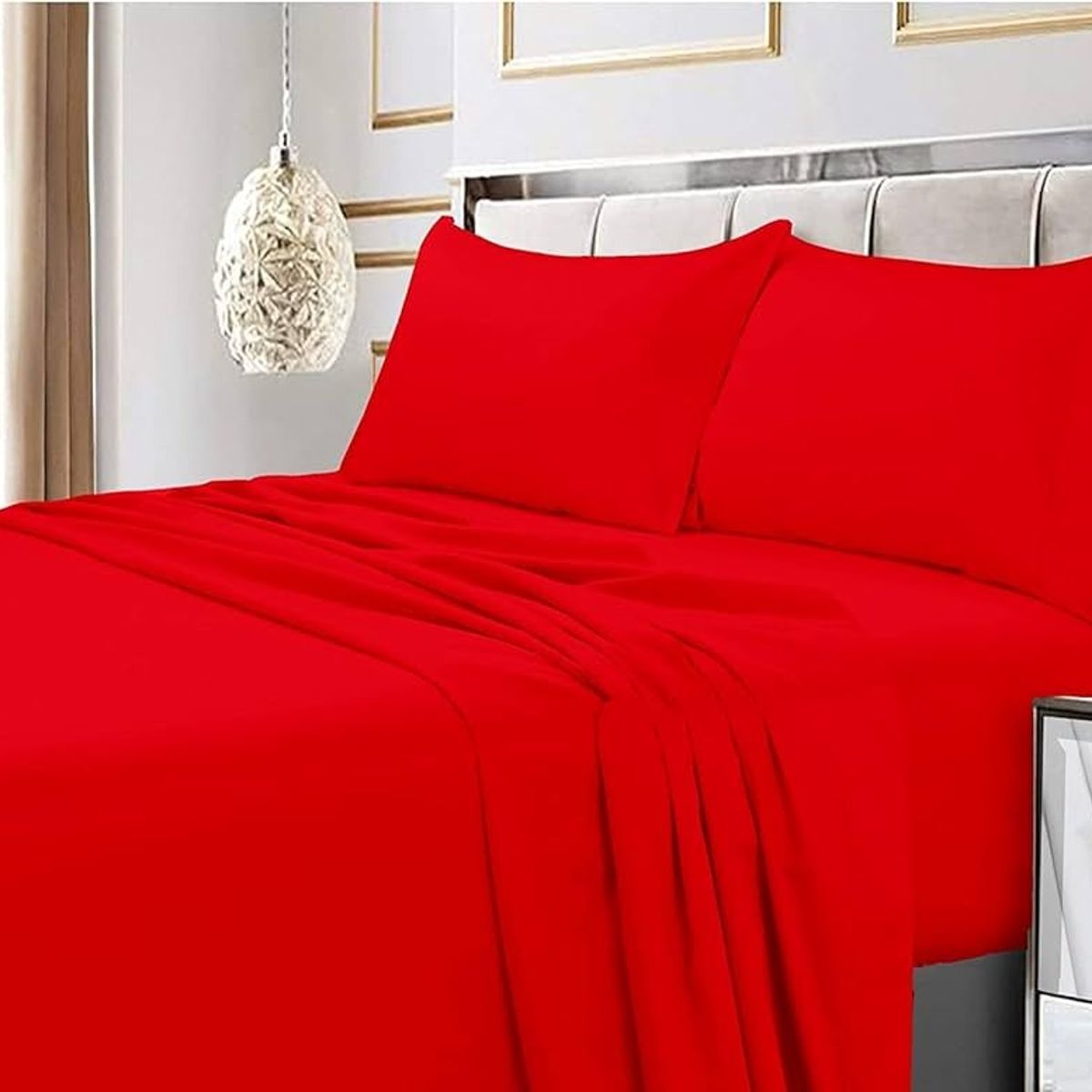 GENERICO - JUEGO DE SABANA ROJO  DE GENERO 1.5 PLAZAS TF