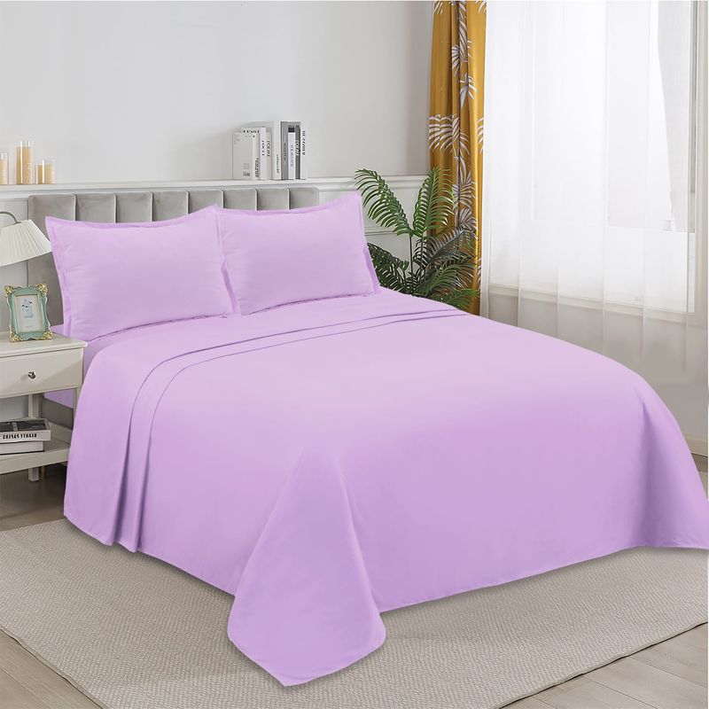 GENERICO - SABANA KING DE GENERO UNICOLOR LILA 4 PIEZAS TF
