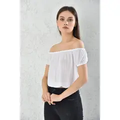 MROTTO - Blusa Off Shoulder Mujer Blanco de Tela Liviana y Corte Suelto