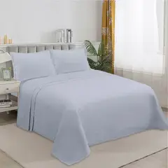 GENERICO - SABANA DE GENERO UNICOLOR 2 PLAZAS GRIS PLATA 4 PIEZAS TF