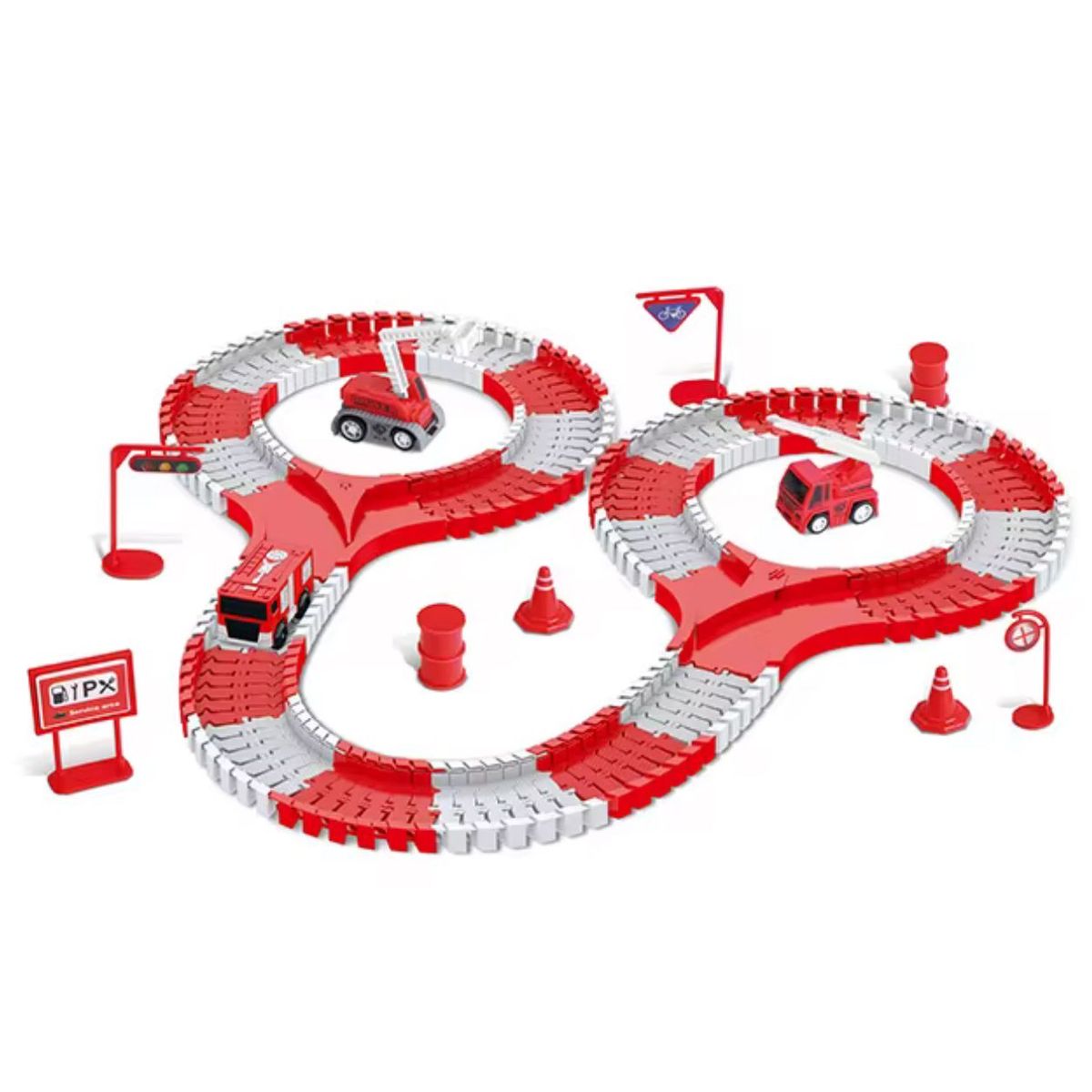 GENERICO - Juguete Pista Bomberos  Flexible Armable Niños