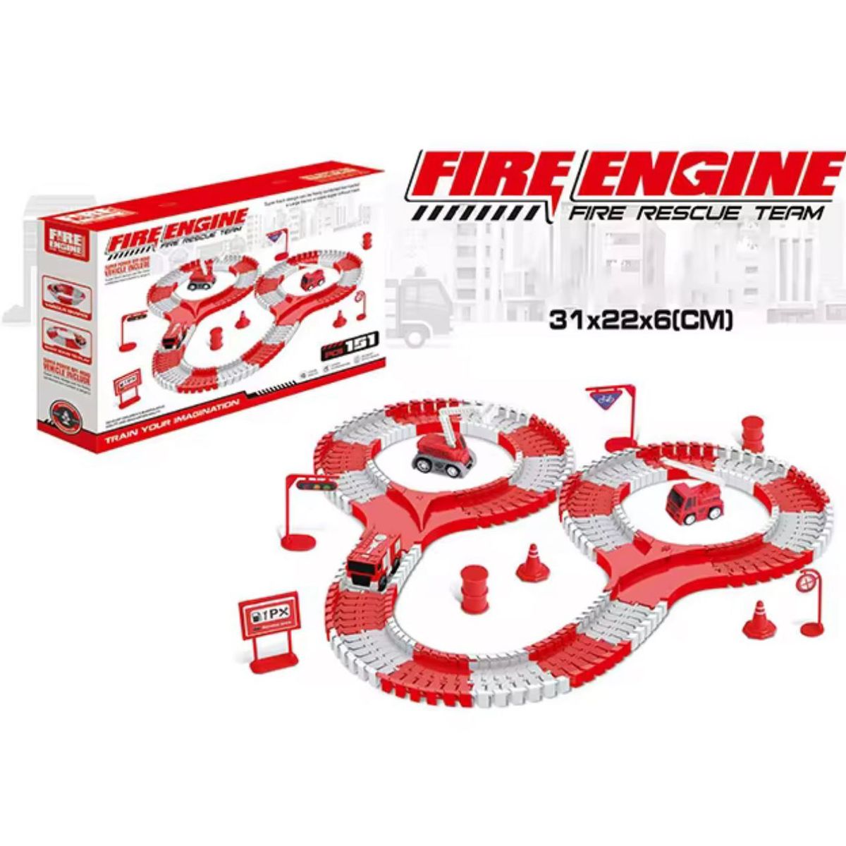 GENERICO - Juguete Pista Bomberos  Flexible Armable Niños