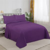 SABANA DE GENERO UNICOLOR 2 PLAZAS MORADA 4 PIEZAS TF