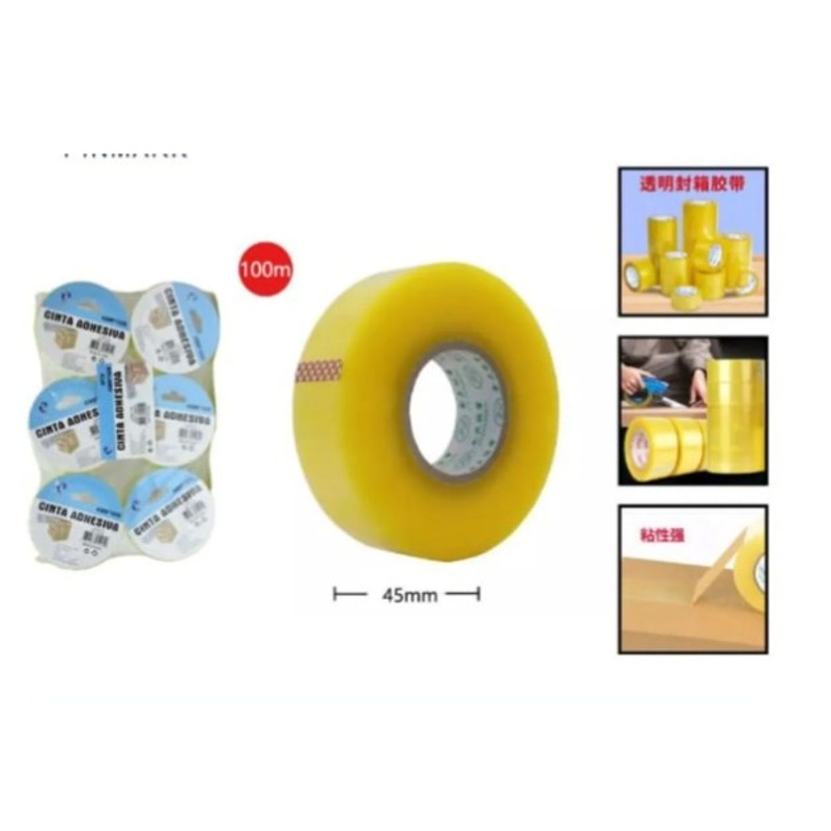 GENERICO - Cinta Amarilla Transparente 45mm x 100m X1