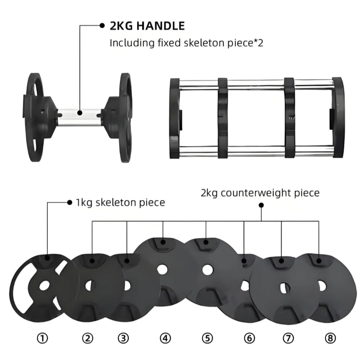 GENERICO - Mancuernas Pesas Ajustables De 2kg A 20kg Resistentes
