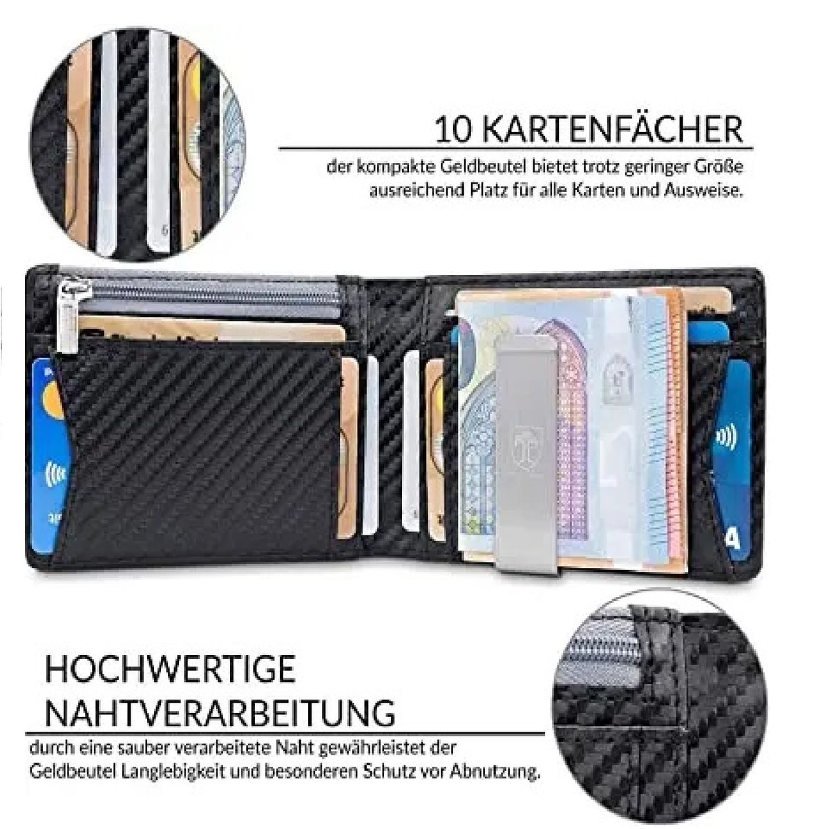 GENERICO - Billetera de cuero con bloqueo Rfid anti clonación