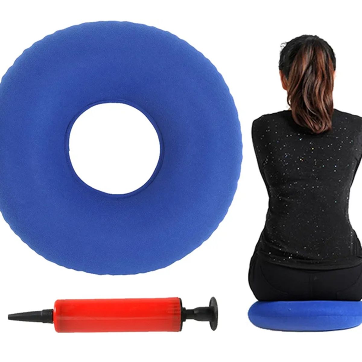 GENERICO - Cojin Dona Ortopedica Hemorroides Asiento Inflable+ Inflador