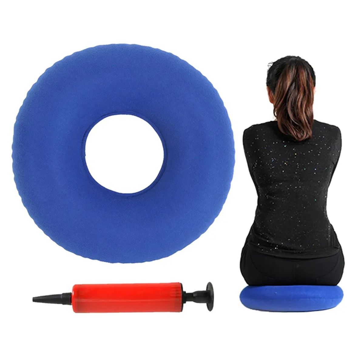 GENERICO - Cojin Dona Ortopedica Hemorroides Asiento Inflable+ Inflador