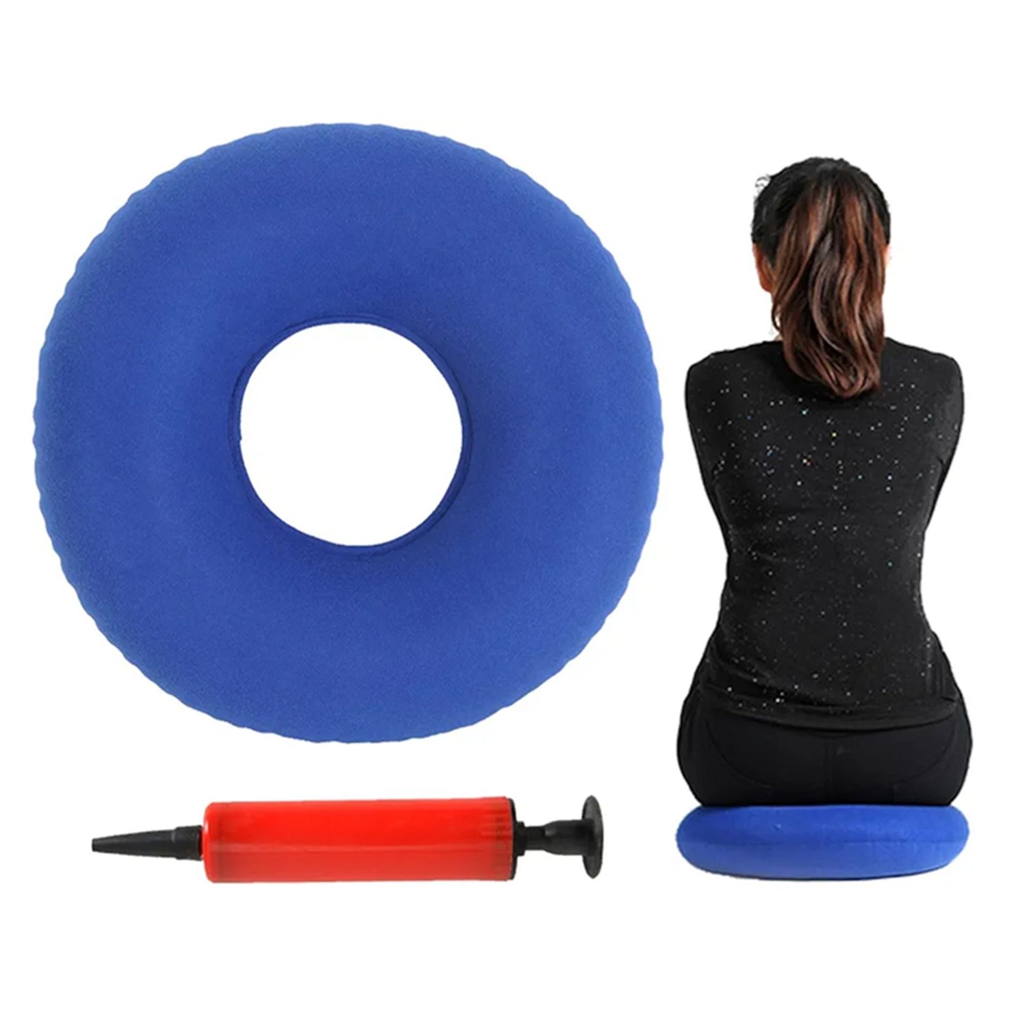 Cojin Dona Ortopedica Hemorroides Asiento Inflable+ Inflador