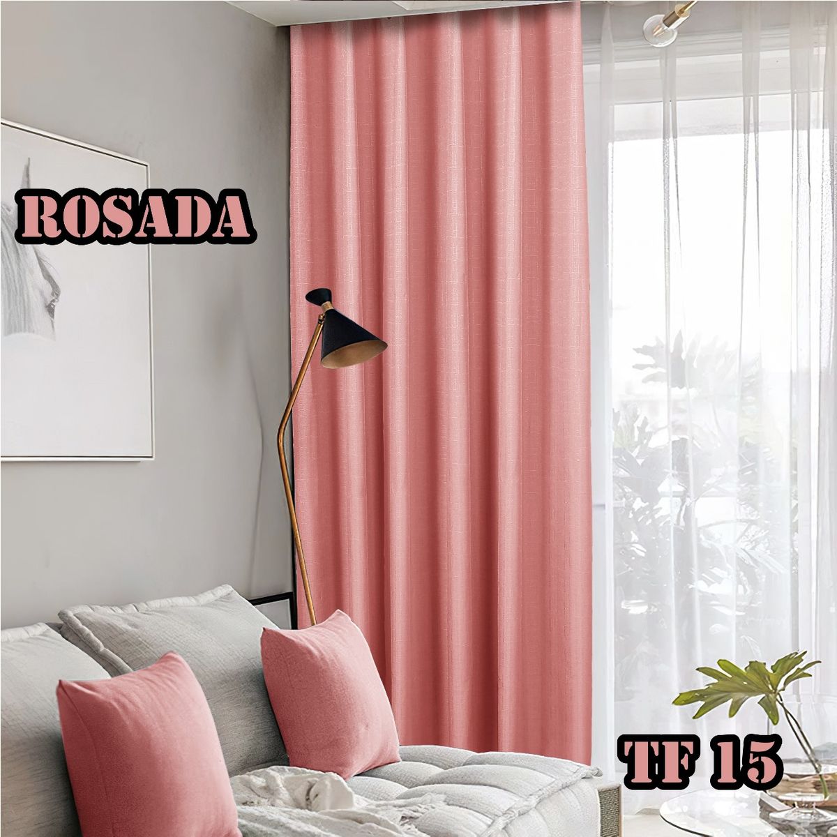 GENERICO - CORTINA ROSADO 2 PAÑOS 140X230 C/U  ENGOMADA BLACKOUT TF