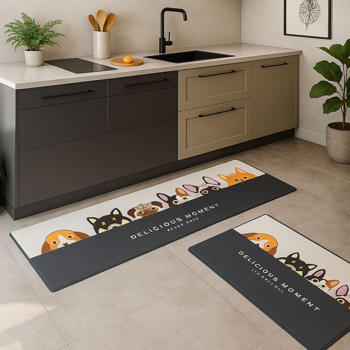 Alfombra decorativa 40x120 cachorros cocina antideslizante 730, marca ARMONIA - Foto Principal
