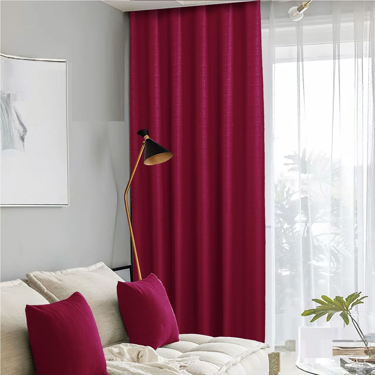 GENERICO - CORTINA BURDEO 2 PAÑOS 140X230 C/U  ENGOMADA BLACKOUT TF