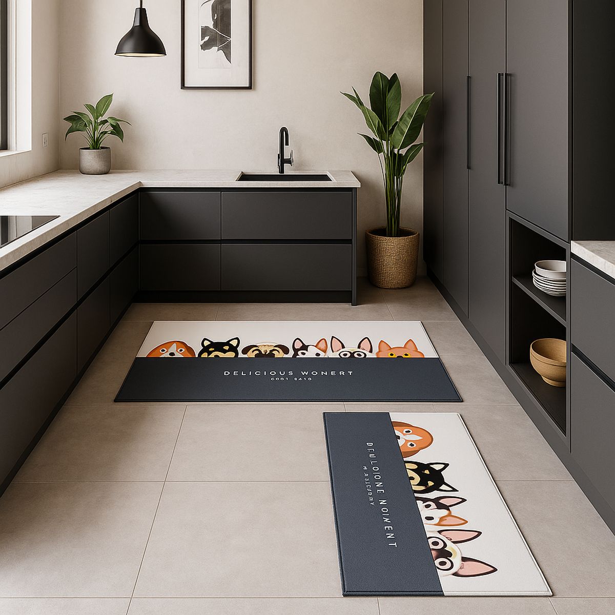 ARMONIA - Alfombra antideslizante cocina 40x120 cachorros fácil limpieza 730