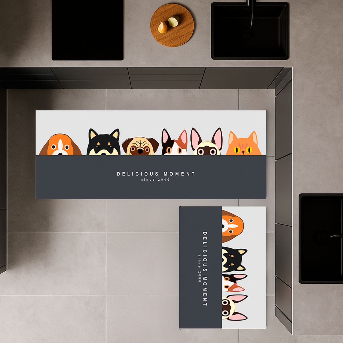 ARMONIA - Alfombra antideslizante cocina 40x120 cachorros fácil limpieza 730