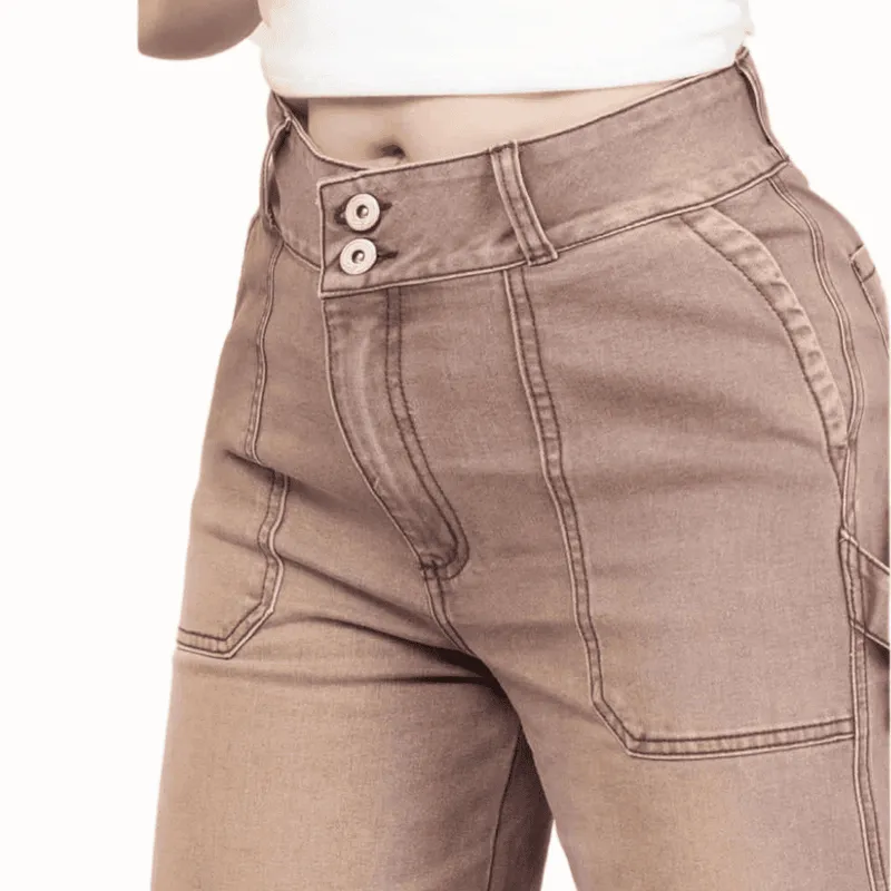 TRUCCOS JEANS - Jeans Wide Leg Mujer Café Mocca Tiro Alto  T22107808
