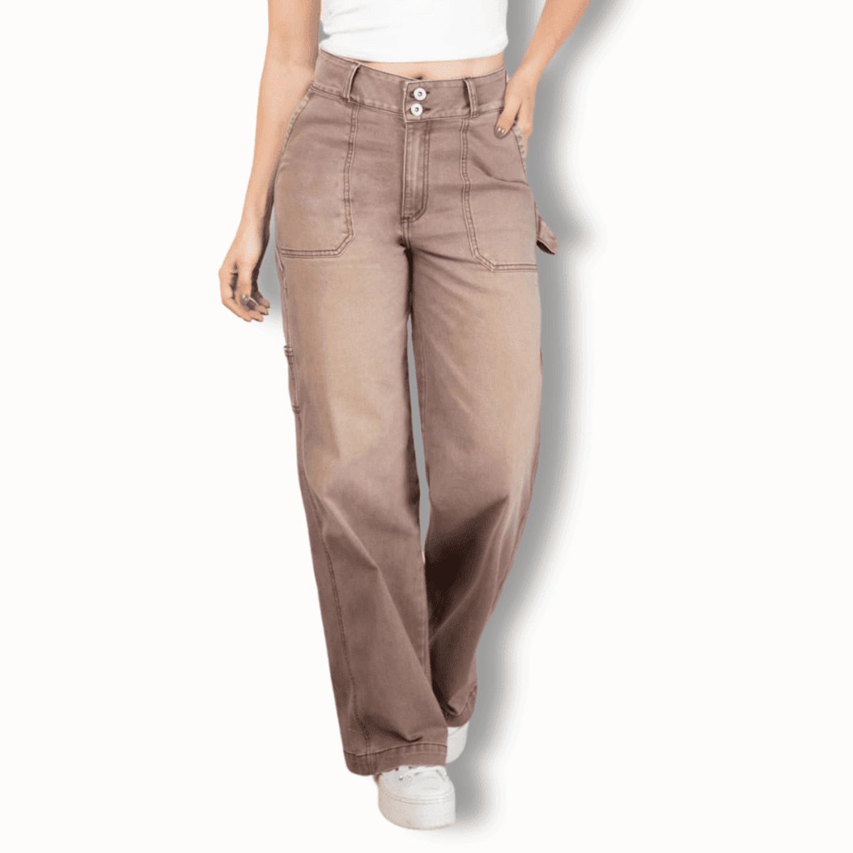 TRUCCOS JEANS - Jeans Wide Leg Mujer Café Mocca Tiro Alto  T22107808