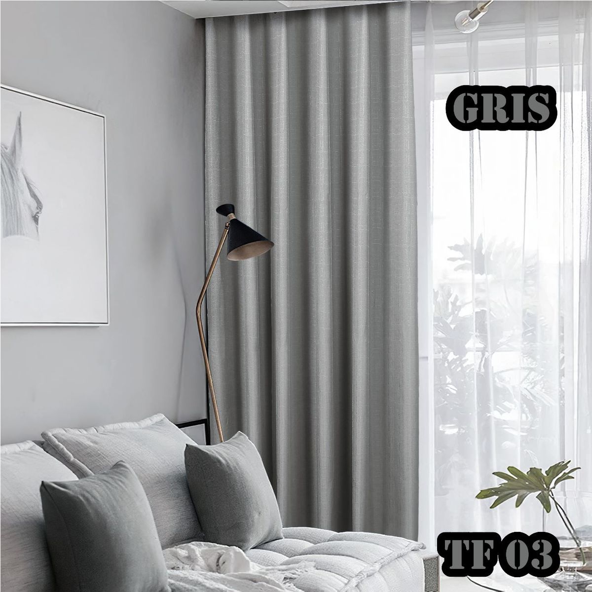 GENERICO - cortinas gruesa engomada 100% blackout, 2 lienzo GRIS 140x230