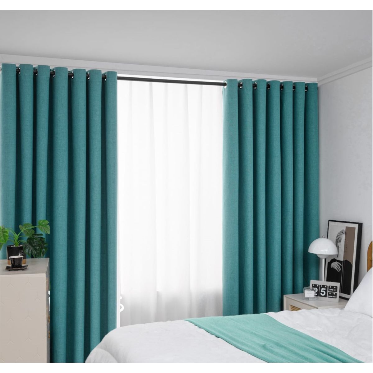 GENERICO - cortinas gruesa engomada 100% blackout, 2 lienzo TURQUESA 140x230