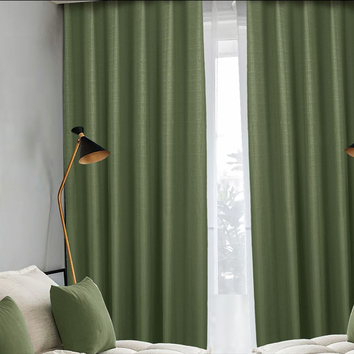 GENERICO - cortinas gruesa engomada 100% blackout, 2 lienzo VERDE OLIVO 140x230