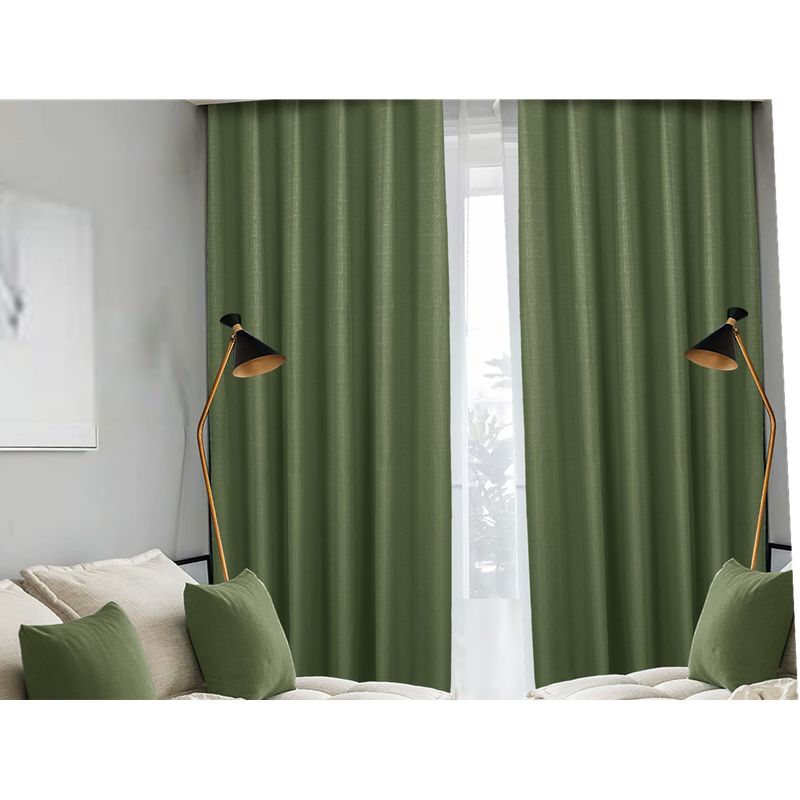 GENERICO - cortinas gruesa engomada 100% blackout, 2 lienzo VERDE OLIVO 140x230