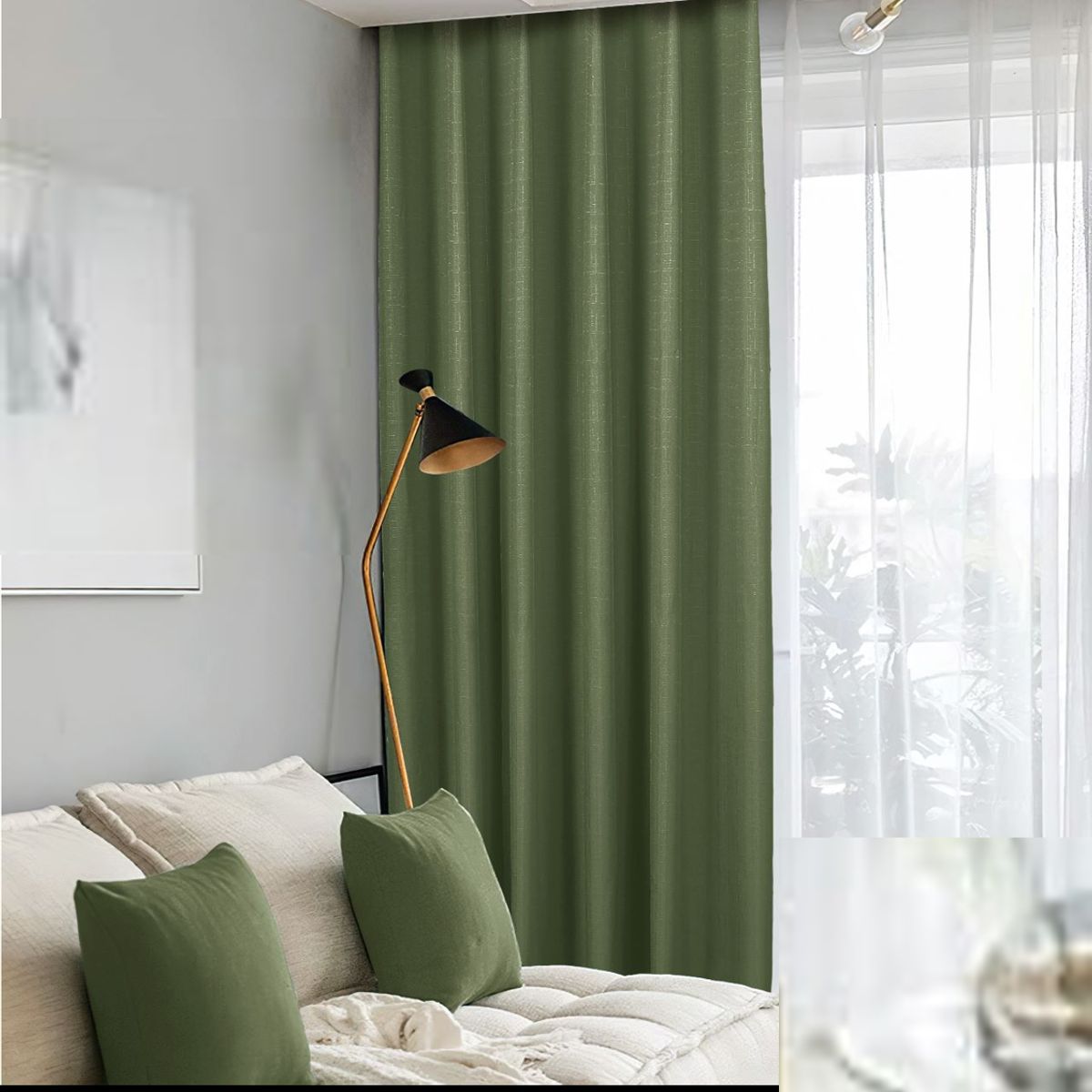 GENERICO - cortinas gruesa engomada 100% blackout, 2 lienzo VERDE OLIVO 140x230