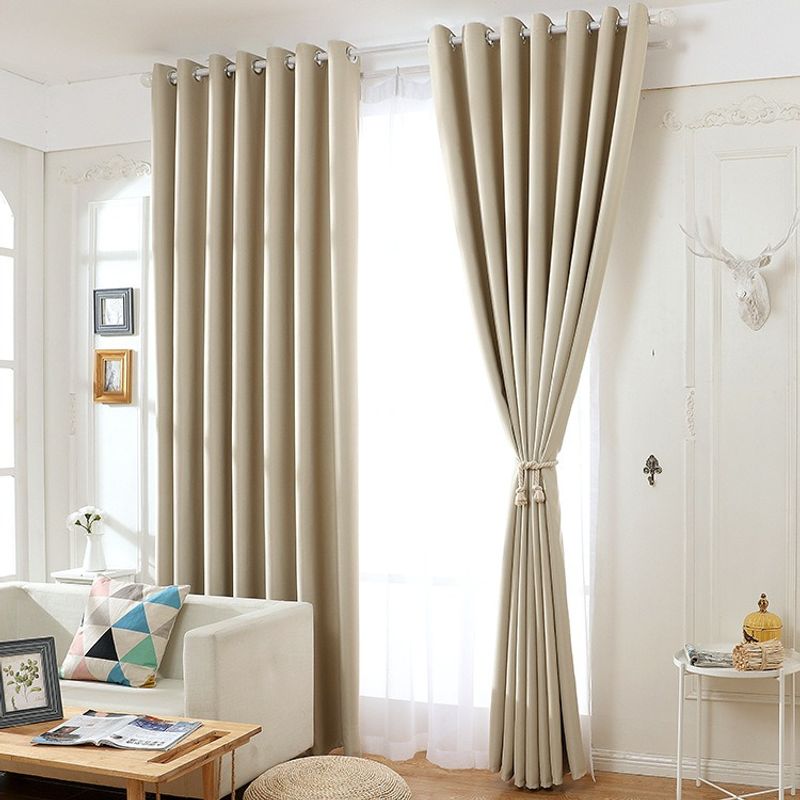 GENERICO - cortinas gruesa engomada 100% blackout, 2 lienzo BEIGE 140x230