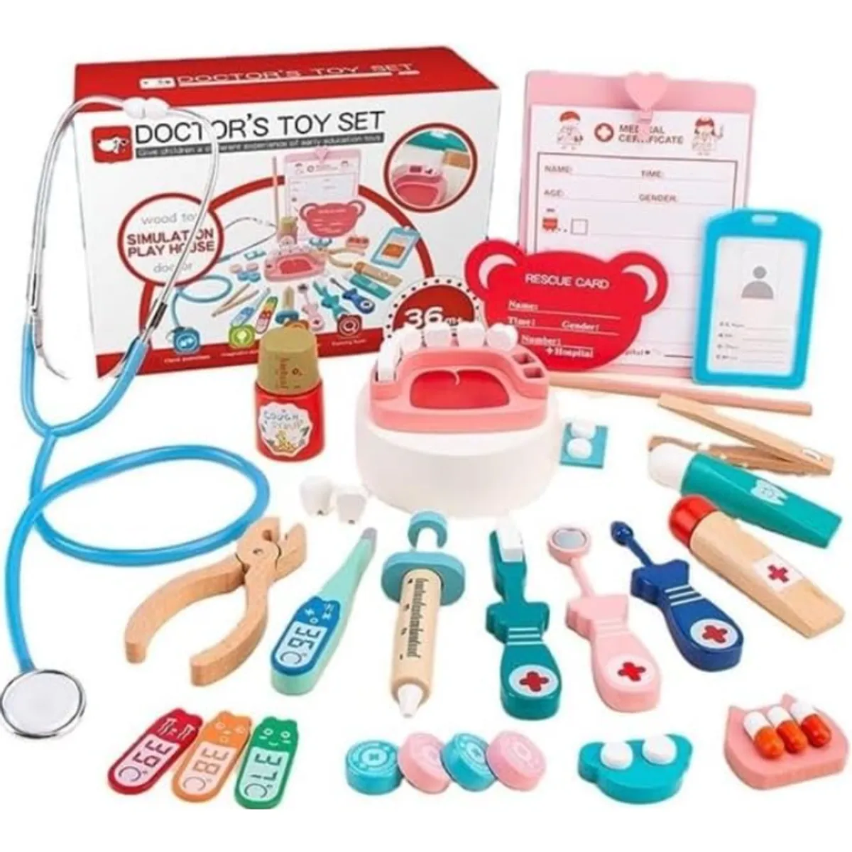 GENERICO - Set De Doctor Niños De Madera 26 Piezas Multicolor