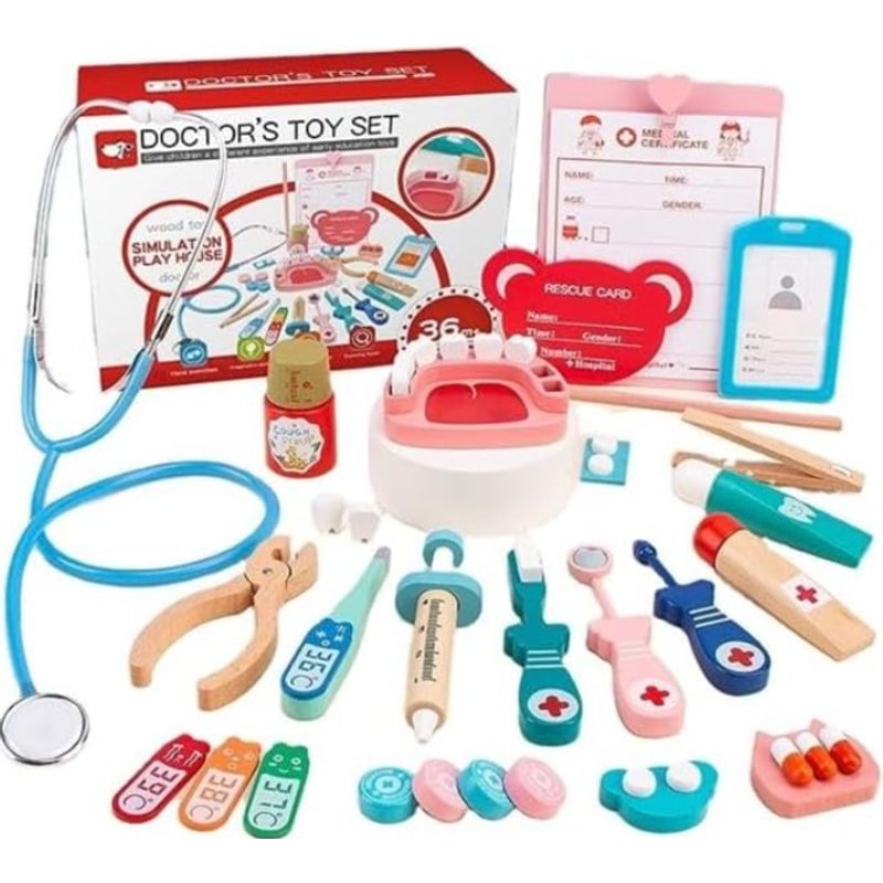 GENERICO - Set De Doctor Niños De Madera 26 Piezas Multicolor