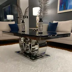 GENERICO - Mesa de Centro Cronos Plata Negro Estambul Design