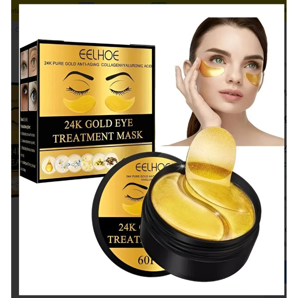 GENERICO - Parches Ácido Hialurónico Colágeno Oro Anti Ojera Arrugas