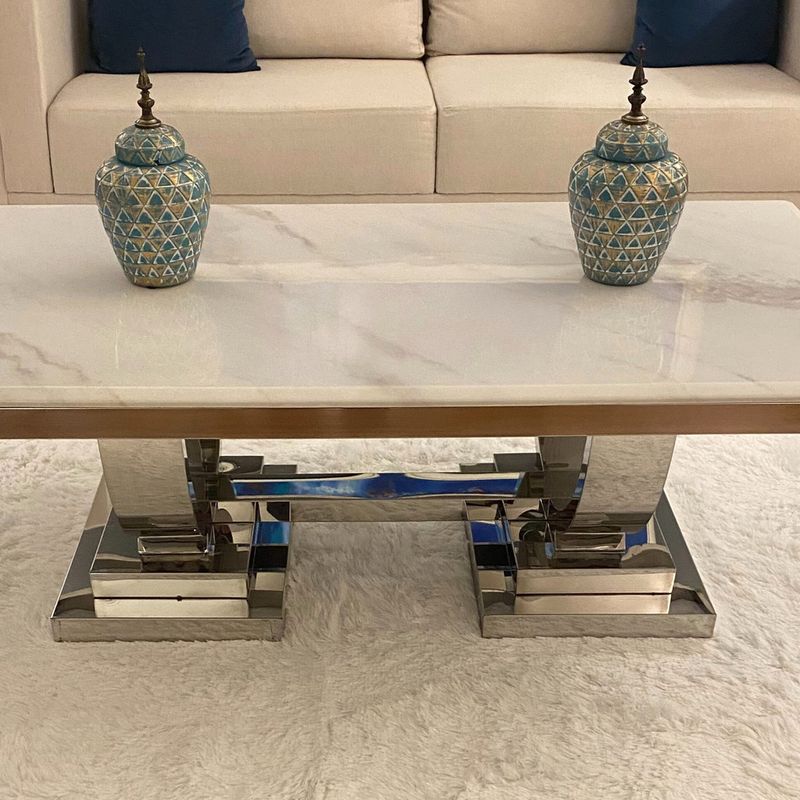 GENERICO - Mesa de Centro Zeus Plateado Blanco Estambul Design