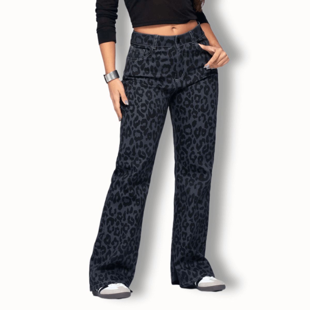 TRUCCOS JEANS - Jeans Wide Leg Mujer Animal Print Gris - T22107750