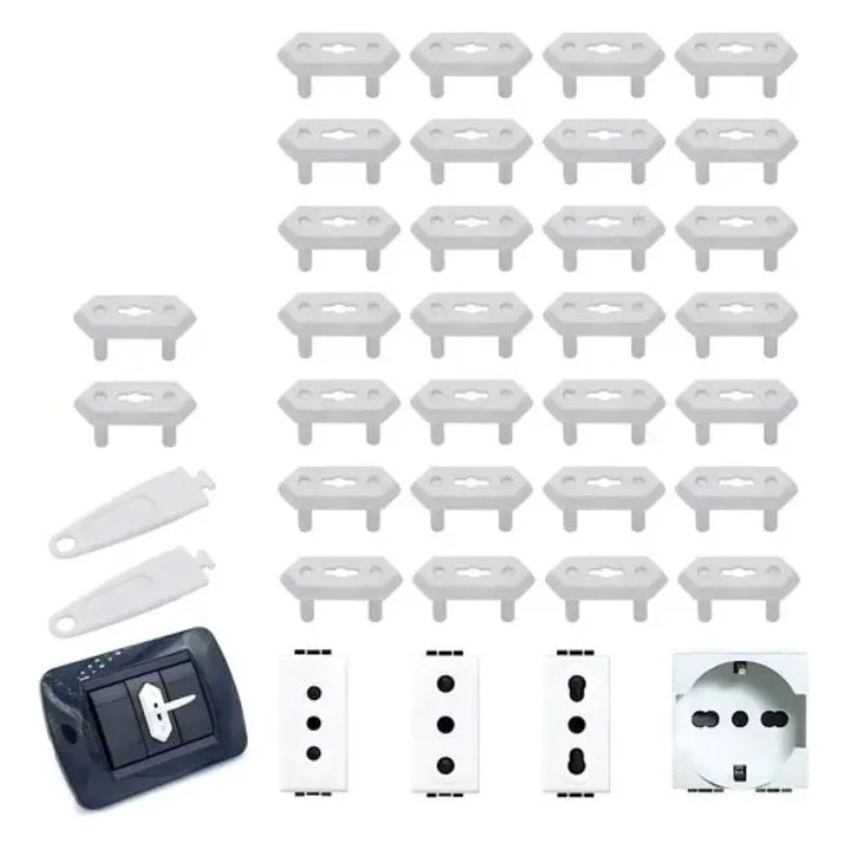 EVERSO - 20ud Cubre Enchufe Seguridad Bebe Tapa Protector Con 2 Llave